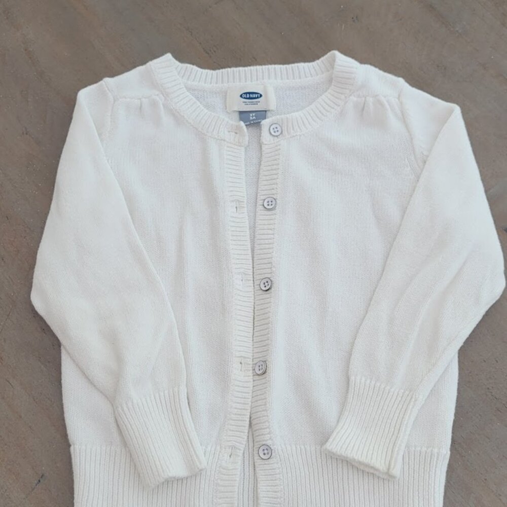 Girl's Old Navy Cardigan Sweater, White, Size 3T